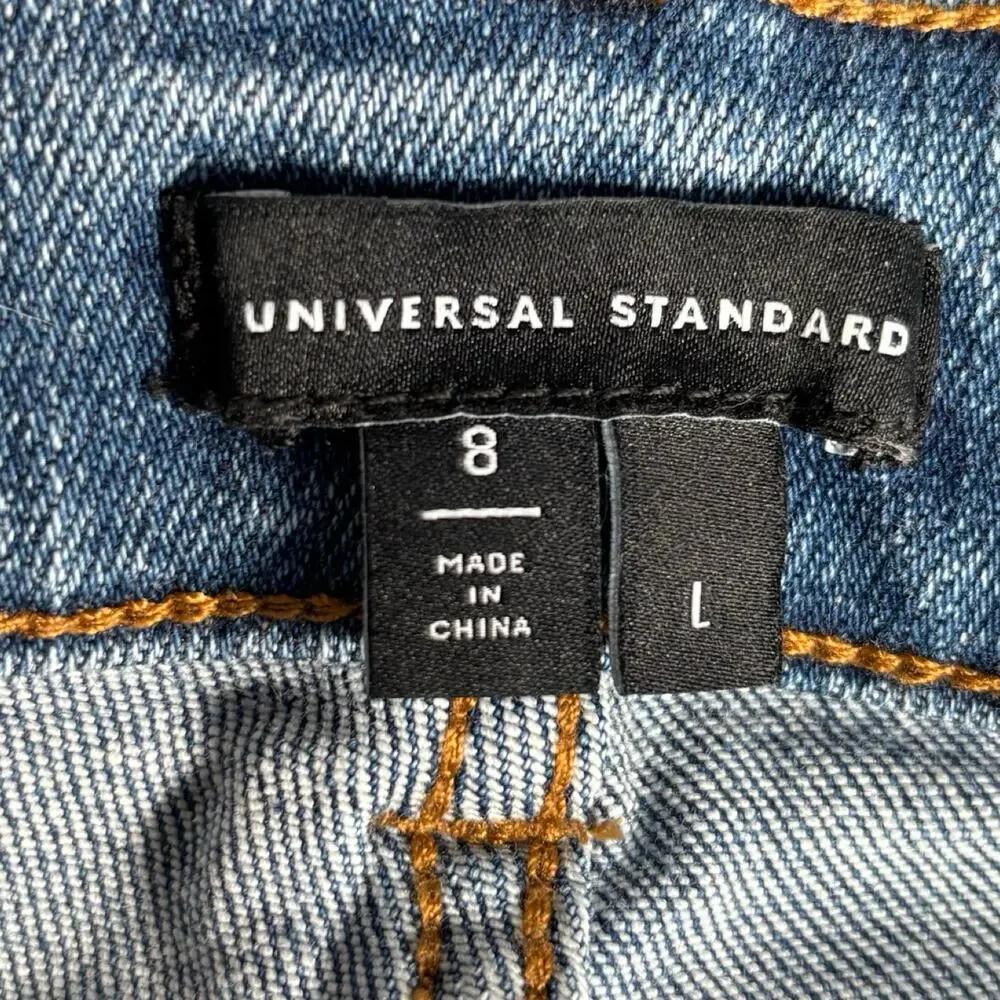 Universal‎ Standard Raw Hem Skinny Jeans Size 8 Long Blue Stretch Denim Casual